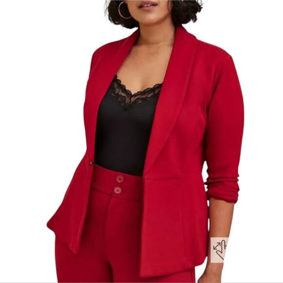 Torrid Studio‎ Luxe Ponte Peplum Stretch Blazer Plus Size 2X New - Picture 1 of 15